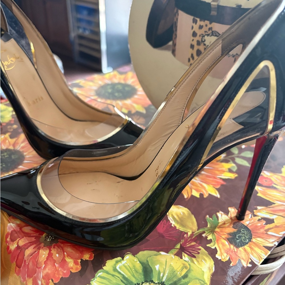 Christian Louboutin Black Patent Leather Pointed-Toe Pumps